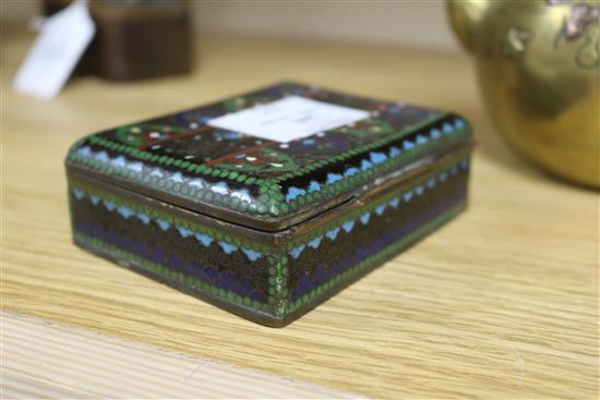 A Japanese bronze teapot and a cloisonne box
